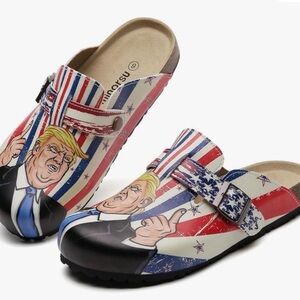 NWT Unisex Patriotic Trump Graphic Clogs